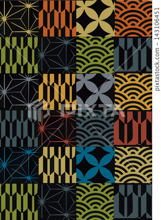 Pop Japanese pattern background with Seigaiha (wave pattern), Japanese pattern background Pop Japanese pattern background with Seigaiha (wave pattern), Japanese pattern background 143106451