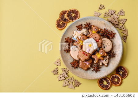 Sweet, colorful, homemade Christmas gingerbread cookies. Christmas gingerbread cookies Sweet, colorful, homemade Christmas gingerbread cookies. Christmas gingerbread cookies 143106608