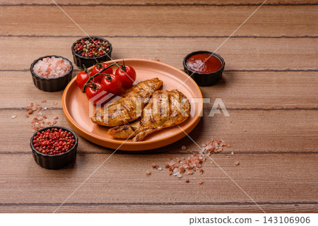 Grilled chicken steak seasoned with salt and spices. Chicken steak 143106906