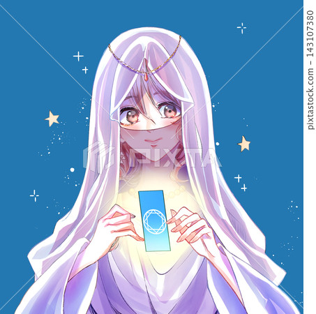 A female fortune teller, veiled, tarot cards A female fortune teller, veiled, tarot cards 143107380