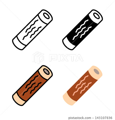 Chikuwa icon, food, Japanese food, oden, simple, vector illustration, black and white, color Chikuwa icon, food, Japanese food, oden, simple, vector illustration, black and white, color 143107836