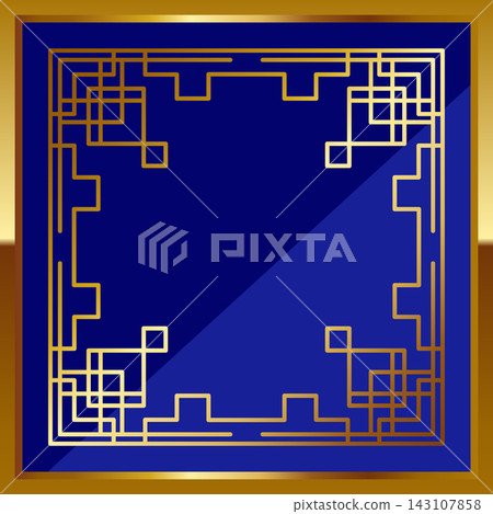 Luxurious Chinese-style frame, square shape, blue and gold. Luxurious Chinese-style frame, square shape, blue and gold. 143107858
