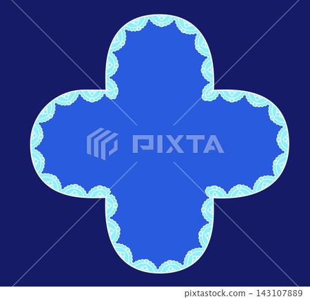 Victorian Pearl Scallop Lace Quatrefoil Border Frame Royal Navy Bead Ornate Textile Vector Illustration Charming 143107889