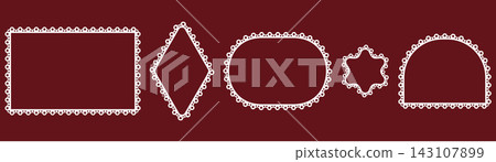 Bubble Eyelet Lace Border Frame Set White Burgundy Rectangle Diamond Oval Arch Doily Trim Elegant Vector Illustration Bubble Eyelet Lace Border Frame Set White Burgundy Rectangle Diamond Oval Arch Doily Trim Elegant Vector Illustration 143107899
