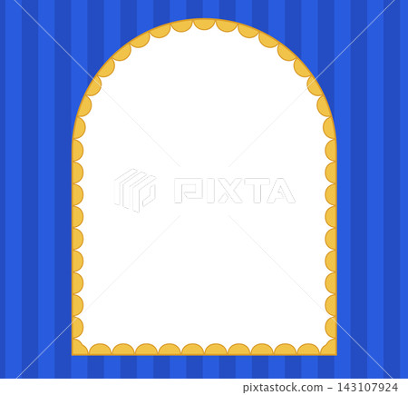 Lace Scallop Border Frame Yellow Blue Arch Striped Trim Decorative Edge Modern Clean Vector Illustration Background Lace Scallop Border Frame Yellow Blue Arch Striped Trim Decorative Edge Modern Clean Vector Illustration Background 143107924