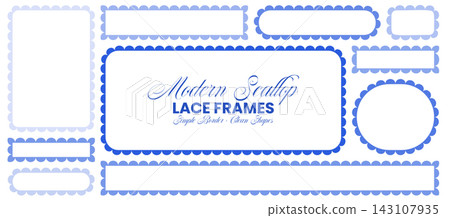Lace Scallop Border Frame Blue Sky Navy Rectangle Oval Pill Trim Decorative Label Cover Vector Illustration Sheet Lace Scallop Border Frame Blue Sky Navy Rectangle Oval Pill Trim Decorative Label Cover Vector Illustration Sheet 143107935