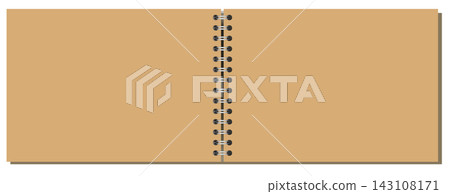 Unlined Spiral Notebook Page Extended Centerbound Layout Kraft Blank Paper Silver Coil Stationery Vector Artwork 143108171