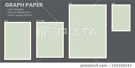Graph Paper Sheet Set A4 Letter A3 A5 Green Grid Portrait Printable Templates Dark Background Vector Bundle Art Graph Paper Sheet Set A4 Letter A3 A5 Green Grid Portrait Printable Templates Dark Background Vector Bundle Art 143108241