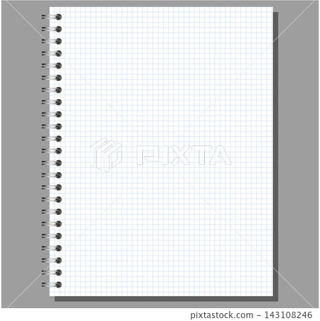 Graph Spiral Notebook Page Tall Sidebound Sheet White Blue Grid Silver Coil Printable Stationery Vector Artwork Graph Spiral Notebook Page Tall Sidebound Sheet White Blue Grid Silver Coil Printable Stationery Vector Artwork 143108246