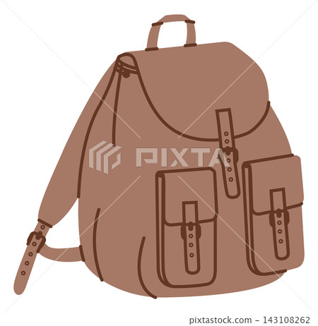 Round basket backpack silhouette bag. Fashion accessory technical illustration. Vector schoolbag front 3-4 view for Men Round basket backpack silhouette bag. Fashion accessory technical illustration. Vector schoolbag front 3-4 view for Men 143108262