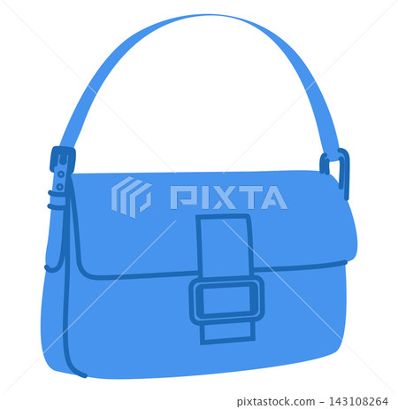 Baguette elbow silhouette bag. Fashion accessory technical illustration. Vector satchel front 3-4 view for Men, women Baguette elbow silhouette bag. Fashion accessory technical illustration. Vector satchel front 3-4 view for Men, women 143108264