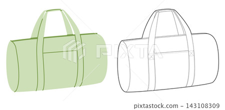 Duffle Bag silhouette. Fashion accessory technical illustration. Vector satchel front 3-4 view for Men, women, unisex Duffle Bag silhouette. Fashion accessory technical illustration. Vector satchel front 3-4 view for Men, women, unisex 143108309