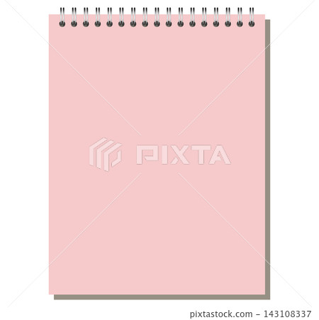 Spiral Notebook Page Pink Letter Portrait Top Coil Bound Blank Editable Stationery Topbound Vector Art Modern Clean 143108337