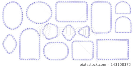 Lace Double Bow Border Frame Ribbon Garland Trim Coquette Decorative Circle Oval Rectangle Edge Vector Illustration Set Lace Double Bow Border Frame Ribbon Garland Trim Coquette Decorative Circle Oval Rectangle Edge Vector Illustration Set 143108373