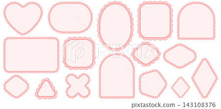 Dotted Eyelet Scallop Lace Border Frame Set Pink Heart Oval Arch Diamond Triangle Quatrefoil Trim Vector Illustration Dotted Eyelet Scallop Lace Border Frame Set Pink Heart Oval Arch Diamond Triangle Quatrefoil Trim Vector Illustration 143108376