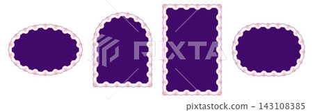 Lattice Flower Lace Border Frame Victorian Floral Crochet Trim Purple Oval Arch Stadium Rectangle Edge Vector Set Lattice Flower Lace Border Frame Victorian Floral Crochet Trim Purple Oval Arch Stadium Rectangle Edge Vector Set 143108385