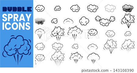 Spray Mist Bubble Cloud Burst Icon Set Flat Vector Aerosol Steam Vapour Fog Particle Effect Symbol Graphic Bundle Spray Mist Bubble Cloud Burst Icon Set Flat Vector Aerosol Steam Vapour Fog Particle Effect Symbol Graphic Bundle 143108390