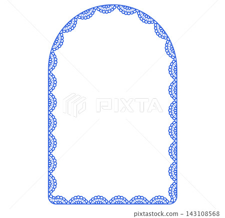 Bold Eyelet Scallop Lace Arch Border Frame Royal Blue Broderie Anglaise Cutwork Trim Elegant Vector Illustration 143108568