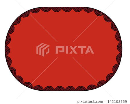 Victorian Pearl Scallop Lace Oval Border Frame Red Maroon Bead Ornate Textile Elegant Vector Illustration Classic Victorian Pearl Scallop Lace Oval Border Frame Red Maroon Bead Ornate Textile Elegant Vector Illustration Classic 143108569