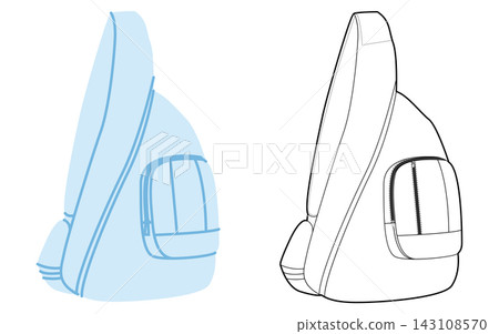 Sling Bag backpack silhouette bag. Fashion accessory technical illustration. Vector satchel front 3-4 view for Men 143108570