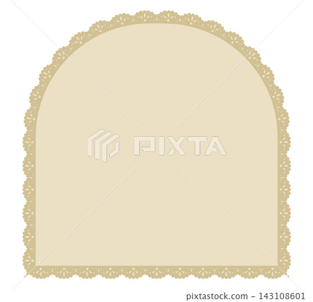 Petite Floral Scallop Lace Border Frame Beige Tan Arch Minimal Eyelet Trim Neutral Vintage Vector Illustration Isolated Petite Floral Scallop Lace Border Frame Beige Tan Arch Minimal Eyelet Trim Neutral Vintage Vector Illustration Isolated 143108601