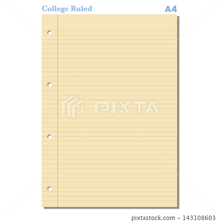 Loose Leaf Paper Sheet Letter pink notebook Punched Binder Holes Printable Stationery Vector Page Layout Template 143108603