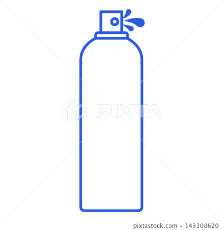 Aerosol spray can outline icon droplets mist blue deodorant hairspray nozzle vector pictogram logo design graphic 143108620