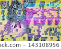 Abstract Glitch Art Illustration Featuring Classical Antique Sculpture Bust with Digital Distortion VHS Noise Scanlines and Vibrant Rainbow Colors Background Graphic Element 143108956