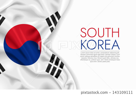 South Korean waving national flag, ideal for patriotic design themes and national holidays. Vector illustration. South Korean waving national flag, ideal for patriotic design themes and national holidays. Vector illustration. 143109111