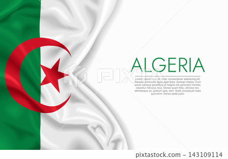 Algerian waving national flag, ideal for patriotic design themes and national holidays. Vector illustration. Algerian waving national flag, ideal for patriotic design themes and national holidays. Vector illustration. 143109114