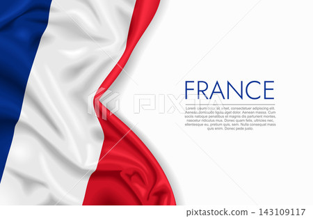 French waving national flag, ideal for patriotic design themes and national holidays. Vector illustration. French waving national flag, ideal for patriotic design themes and national holidays. Vector illustration. 143109117