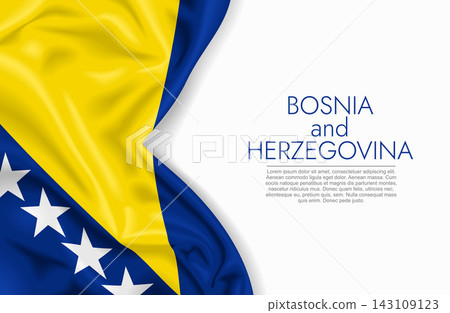 Bosnia and Herzegovina waving national flag, ideal for patriotic design themes and national holidays. Vector illustration. Bosnia and Herzegovina waving national flag, ideal for patriotic design themes and national holidays. Vector illustration. 143109123