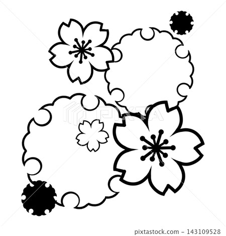 Black cherry blossoms and snow rings Black cherry blossoms and snow rings 143109528