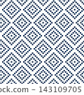 Blue and white pixel art geometric seamless pattern 143109705
