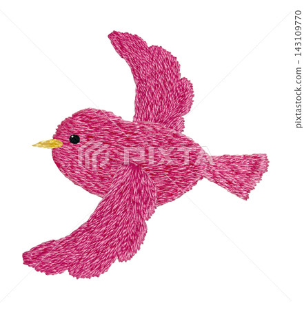 【粉紅小鳥】手工刺繡插畫材質 【粉紅小鳥】手工刺繡插畫材質 143109770