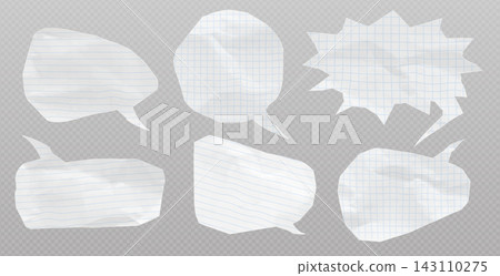 Torn paper speech balloons with crumpled texture 143110275