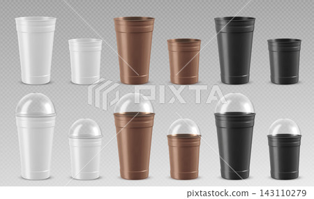 Clear plastic cup mockup with dome lid, straw hole Clear plastic cup mockup with dome lid, straw hole 143110279