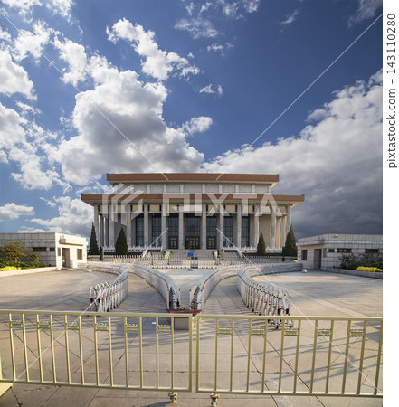 Mausoleum of Mao Zedong (against the background of a beautiful sky with clouds), Tiananmen Square, Beijing, China 143110280