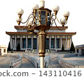 Mausoleum of Mao Zedong and street lamp (carved, on white background), Tiananmen Square, Beijing, China 143110416