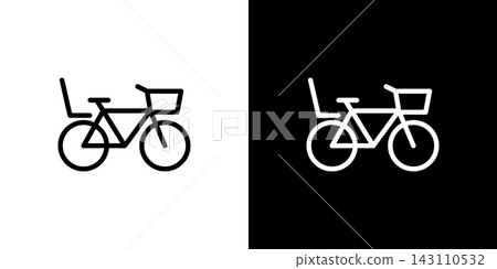 Bicycle child seat icon, mom bike, child pick-up/drop-off Bicycle child seat icon, mom bike, child pick-up/drop-off 143110532