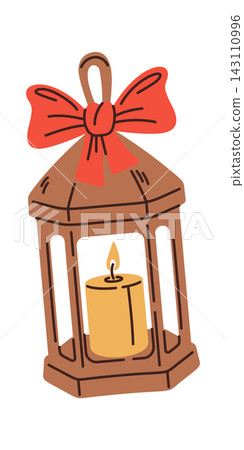 Lantern With Candle And Bow Cartoon 143110996