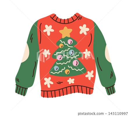 Sweater With Christmas Tree Pattern Cartoon Sweater With Christmas Tree Pattern Cartoon 143110997