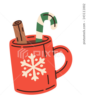 Mug With Candy Cane And Cinnamon Cartoon Mug With Candy Cane And Cinnamon Cartoon 143111002