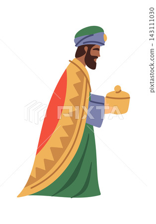 Wise Man Carrying Gift Cartoon Style Wise Man Carrying Gift Cartoon Style 143111030