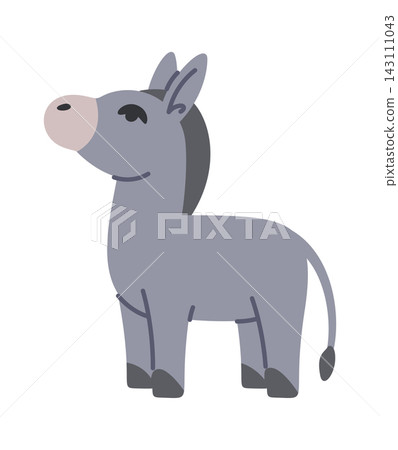 Donkey Standing Side View Cartoon Style Donkey Standing Side View Cartoon Style 143111043