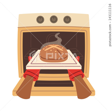 Bread Taken From Oven Baking Cartoon 143111116