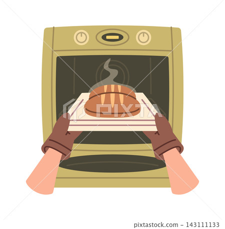 Bread Loaf Taken From Oven Cartoon 143111133