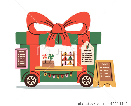 Food Truck Serving Holiday Treats Cartoon Food Truck Serving Holiday Treats Cartoon 143111141