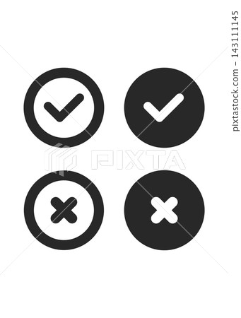 Round Check Mark and Cross Mark Validation Icon Set 143111145