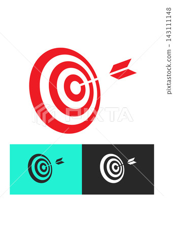 Red Target Board and Flying Dart Icon Set Red Target Board and Flying Dart Icon Set 143111148